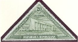 Stamp, National library, Dominican Republic,  , Buildings, Libraries, Triangle Stamps