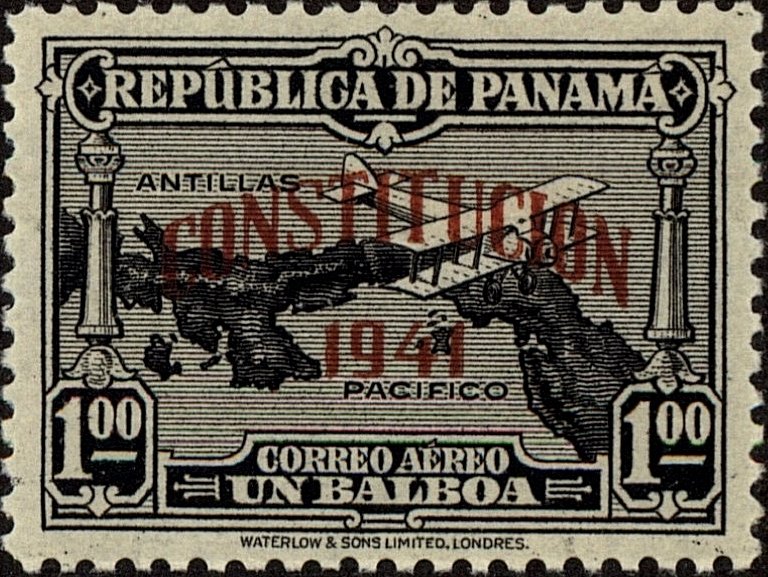 Airplane over Map of Panama  (overprint)