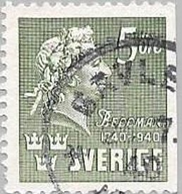 Stamp, Bellman, Carl Michael, Sweden,  , Commemoration, Composers, Famous People, Music, Musicians