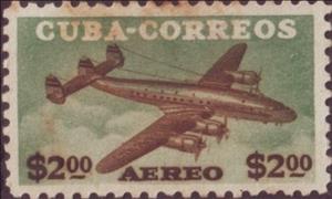 Stamp, Lockheed Super Constellation, Cuba,  , Aircraft