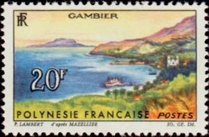 Stamp, Gambier Islands, French Polynesia,  