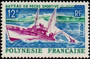 Stamp, Sport fishing, French Polynesia,  