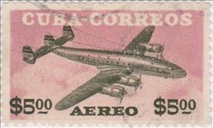 Stamp, Lockheed Super Constellation, Cuba,  , Aircraft