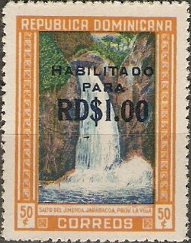 Waterfall surcharged 1S on 50c
