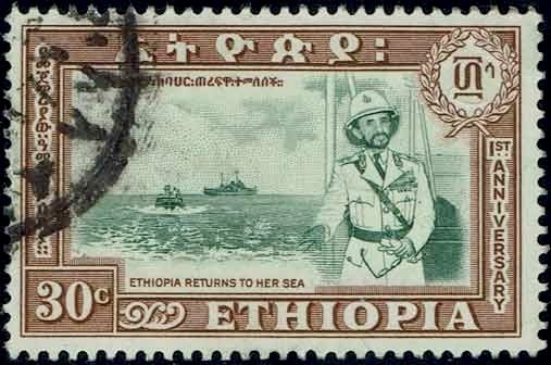 Haile Selassie I on a boat