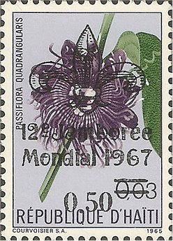 Stamp, 12th World Scout Jamboree 1967, Haiti,  , Flowers, Plants (Flora), Scouting
