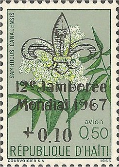 Stamp, 12th World Scout Jamboree 1967, Haiti,  , Flowers, Plants (Flora), Scouting