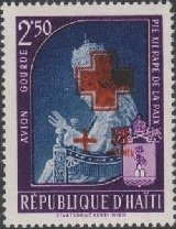 Stamp, Pope Pius XII. overprinted, Haiti,  , Popes, Red Cross and Red Crescent