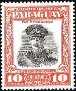 Stamp, Pres. Alfredo Stroessner, Paraguay,  , Generals, Heads of State