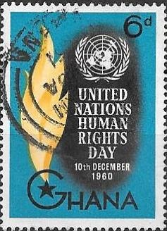 Stamp, Torch, Ghana,  , Human Rights, U.N.O., Torches