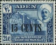 Surcharged with New Values 15c on 2,5a