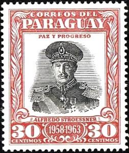 Stamp, Pres. Alfredo Stroessner, Paraguay,  , Generals, Heads of State