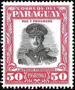 Stamp, Pres. Alfredo Stroessner, Paraguay,  , Generals, Heads of State