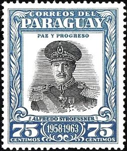 Stamp, Pres. Alfredo Stroessner, Paraguay,  , Generals, Heads of State
