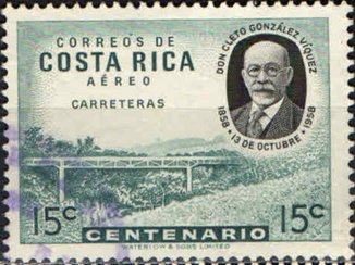 Stamp, Birris railway bridge, Costa Rica,  