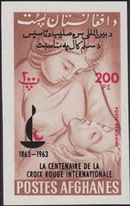 Stamp, Nurse holding patient, Afghanistan,  , Red Cross and Red Crescent
