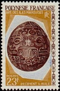 Stamp, Oil container, French Polynesia,  , Art