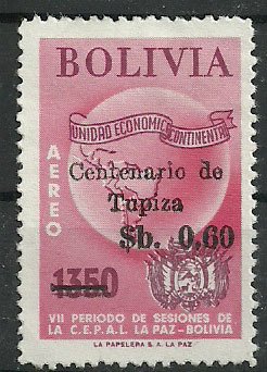 Overprint "Centenario de Tupiza" and Value
