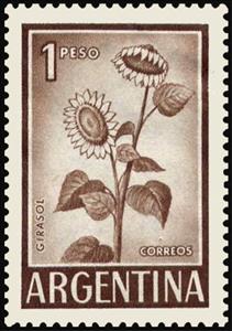 Stamp, Sunflower / Girasol, Argentina,  , Flowers, Plants (Flora), Sunflowers