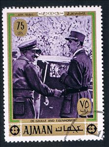 Stamp, De Gaulle  and Eisenhower, Ajman,  , Second World War