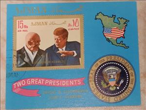 Souvenir Sheet, Eisenhower & Kennedy, Ajman,  , Heads of State, Politicians