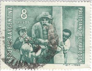 Stamp, "The orange seller", Argentina,  , Children, Paintings, People