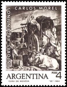 Stamp, Painting from Carlos Morel, Argentina,  , Artists, Famous People, Painters, Paintings