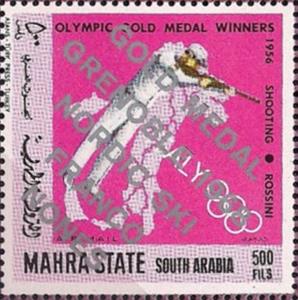 Stamp, Shooting Gun, Rossini (1956), Aden - Protectorates,  , Olympic Games, Shooting Sports