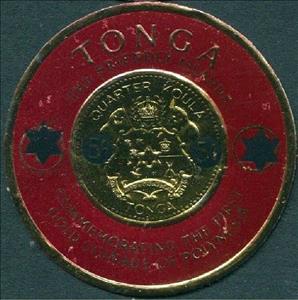 Stamp, Red on Gold, Tonga,  , Coins