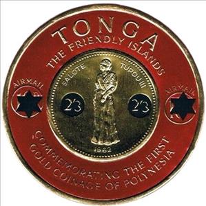 Stamp, Red on Gold, Tonga,  , Coins