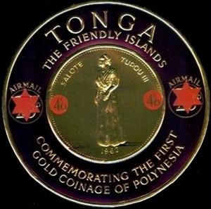 Stamp, Violet on Gold, Tonga,  , Coins