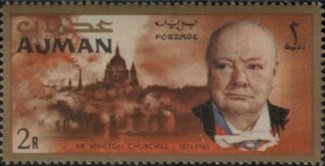 Stamp, Winston Spencer Churchill and London City with St.-Pauls, Ajman,  , Politicians, Государственный деятель