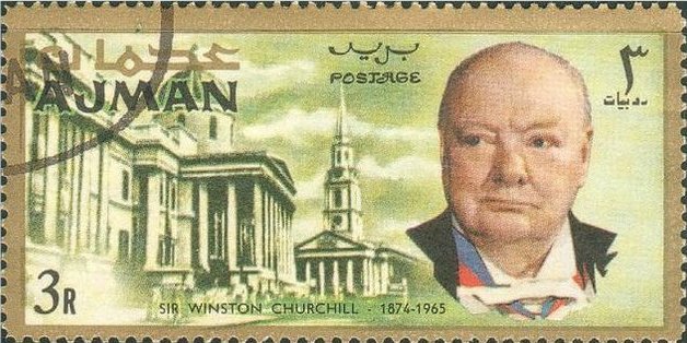 Winston Spencer Churchill and National-Galery with St.-Marti