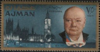 Stamp, Winston Spencer Churchill and Parliament, Ajman,  , Politicians, Государственный деятель