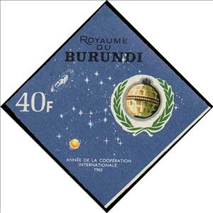 Stamp, Outer Space and satellite with UN wrath, Burundi,  