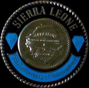 Stamp, Gold coin "Map of Sierra Leone", Sierra Leone,  