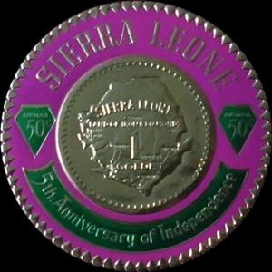 Stamp, Gold coin "Map of Sierra Leone", Sierra Leone,  
