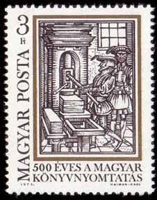 Ancient image of a printing press