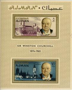 Souvenir Sheet, Winston Spencer Churchill, Westminster Abbey, Parliament, Ajman,  , Politicians, Государственный деятель