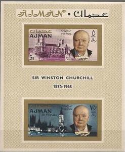 Souvenir Sheet, Winston Spencer Churchill, Westminster Abbey, Parliament, Ajman,  , Politicians, Государственный деятель