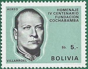 Stamp, President G.Villaroel, Bolivia,  , Heads of State