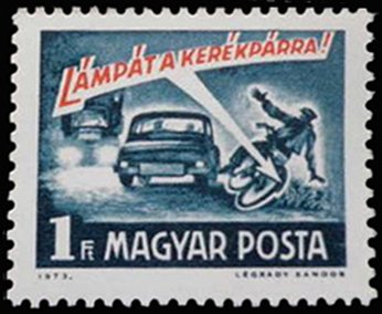 Stamp, Light your bike!, Hungary,  , Roadsafety, Transport