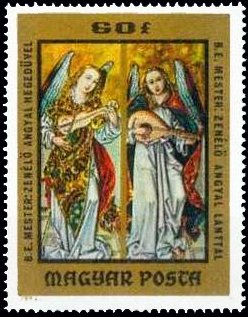 Angels playing violin and lute