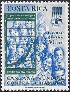 Stamp, Freedom from hunger, Costa Rica,  , F.A.O., Freedom from hunger, Organizations, U.N.O.