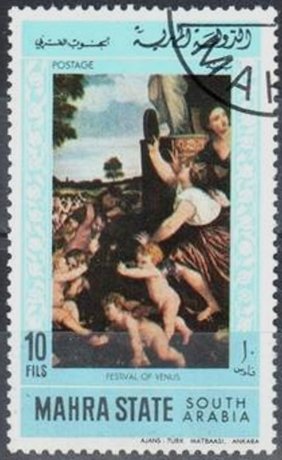 Stamp, 'Festival of Venus', by Tizian, Aden - Protectorates,  , Paintings