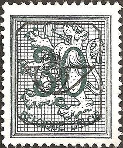Stamp, Precenceled number on heraldic lion, Belgium,  