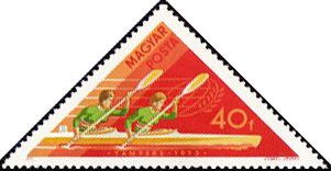 Stamp, Women's Double Kayak, Hungary,  , Sport, Canoeing, Triangle Stamps