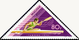 Stamp, Men's Single Kayak, Hungary,  , Sport, Canoeing, Triangle Stamps
