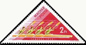 Stamp, Men's fours kayak, Hungary,  , Sport, Canoeing, Triangle Stamps