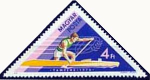 Stamp, Men's single canoe, Hungary,  , Sport, Canoeing, Triangle Stamps